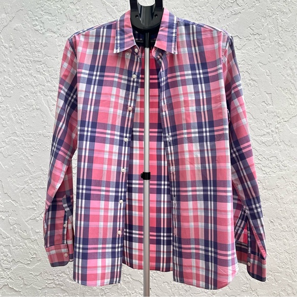 J. Crew Pink and Purple Plaid Men's Shirt - Picture 5 of 6